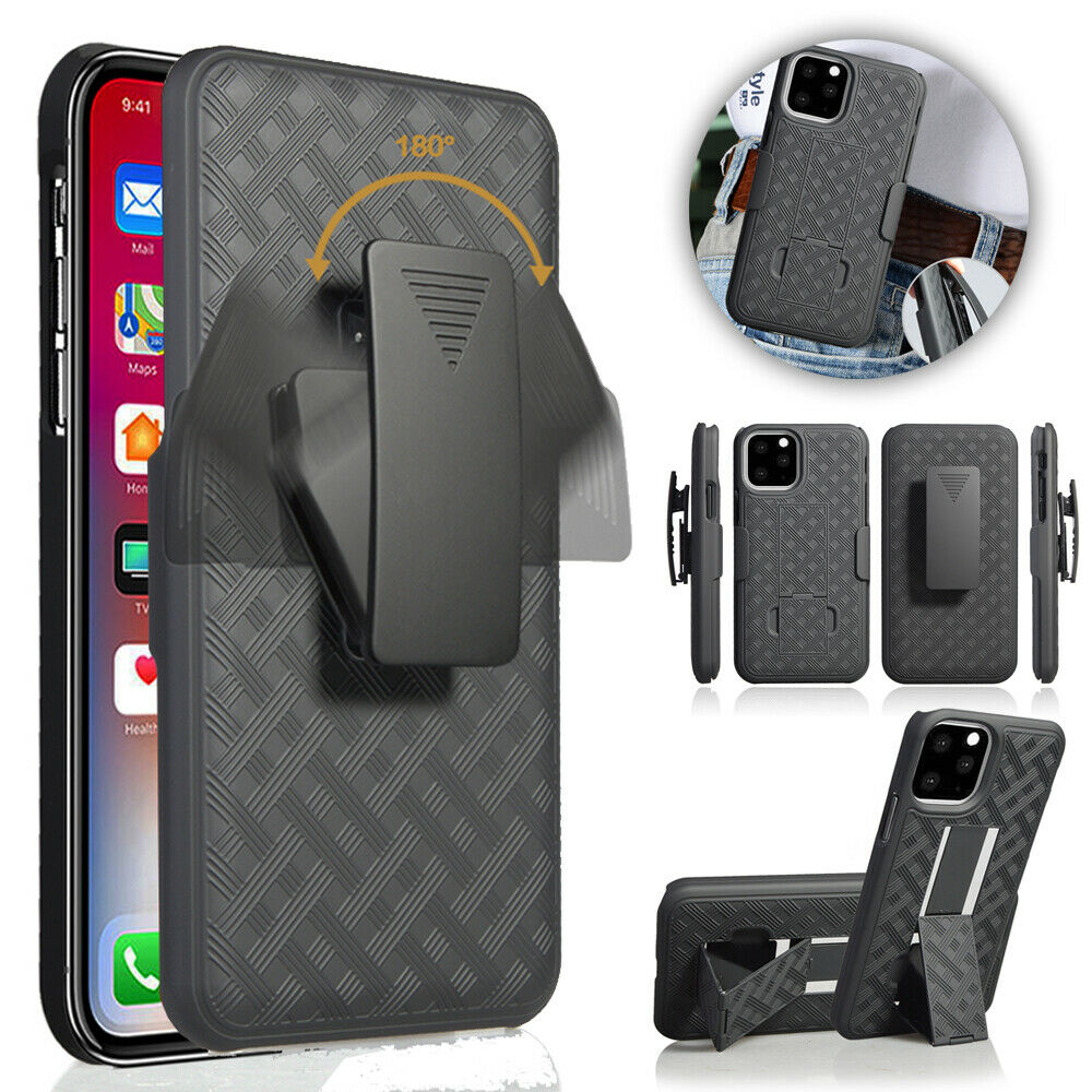 Belt Clip Case and 3 Pack Screen Protector, Anti-Glare 9H Hardness Kickstand Cover Tempered Glass Swivel Holster - NWA12+3Z32