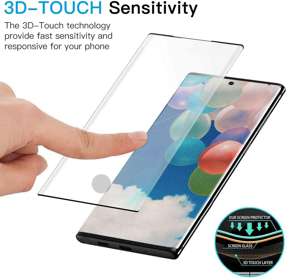 3 Pack Screen Protector, HD Clear Full Cover 3D Curved Edge (Fingerprint Unlock) Tempered Glass - NW3T37