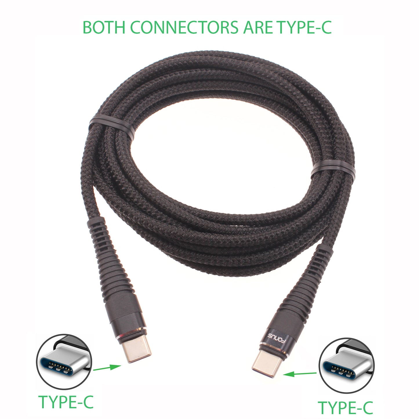 6ft and 10ft Long PD USB-C Cables, Data Sync USB-C to USB-C Power Wire TYPE-C to TYPE-C Cord Fast Charge - NWY68