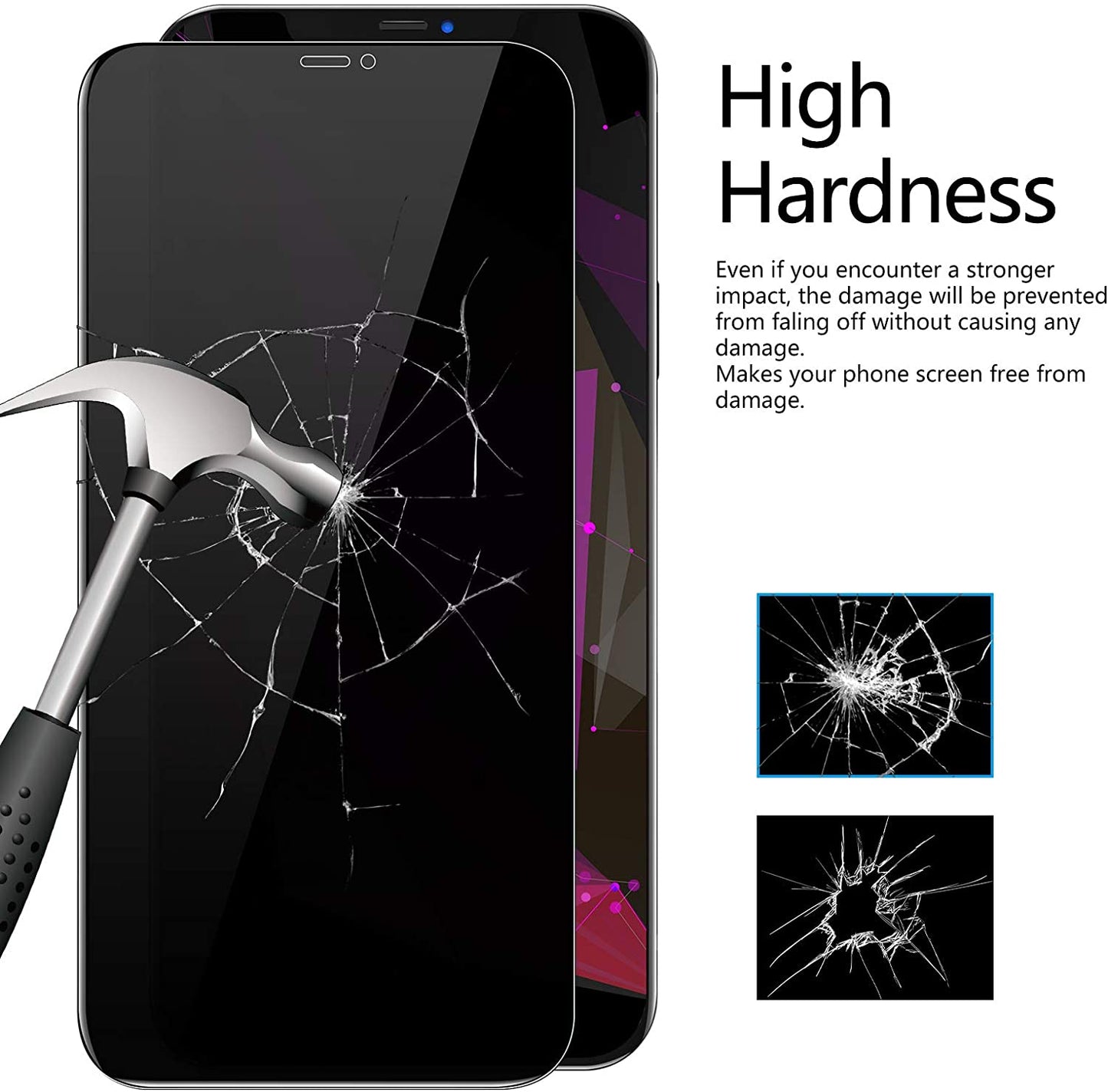 3 Pack Privacy Screen Protector., 3D Edge Anti-Peep Anti-Spy Curved Tempered Glass - NW3G28