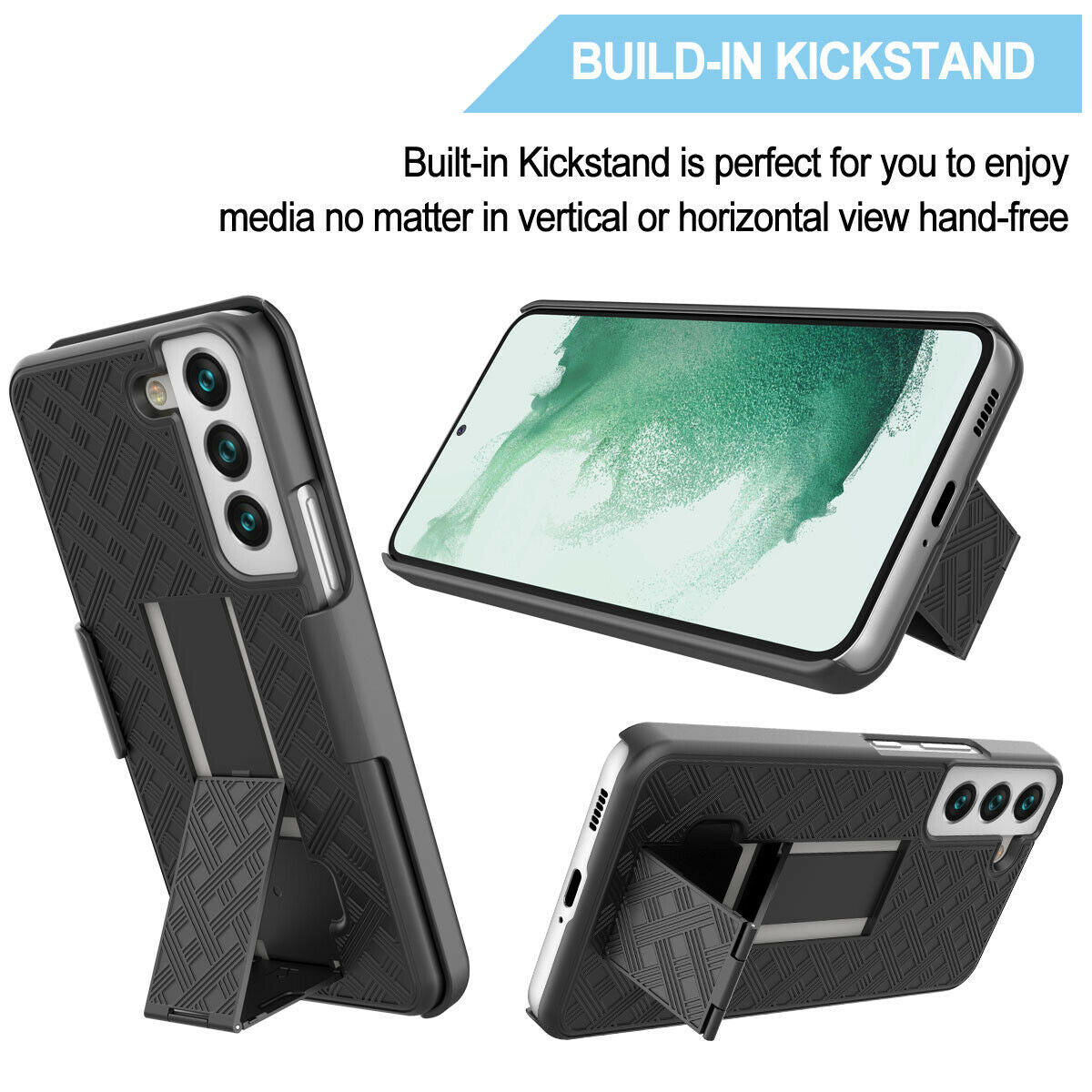 Belt Clip Case and 3 Pack Privacy Screen Protector , Anti-Spy Anti-Peep Kickstand Cover TPU Film Swivel Holster - NWA86+3Z22