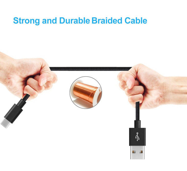 6ft and 10ft Long USB Cables, Braided Data Sync Wire Power Cord Fast Charge - NWY59