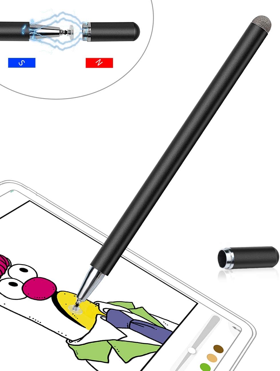 Stylus, Black Lightweight Aluminum Fiber Tip Touch Screen Pen - NWZ79