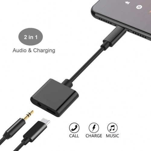 USB-C Headphone Adapter, Mic Support Splitter Charger Port 3.5mm Jack Earphone - NWG76