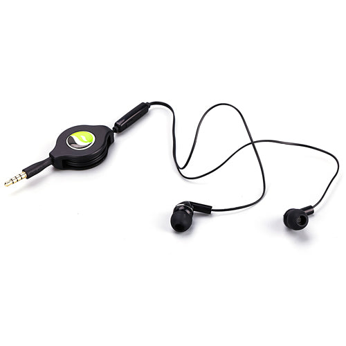 Retractable Earphones, Earbuds 3.5mm w Mic Headset Hands-free Headphones - NWF93