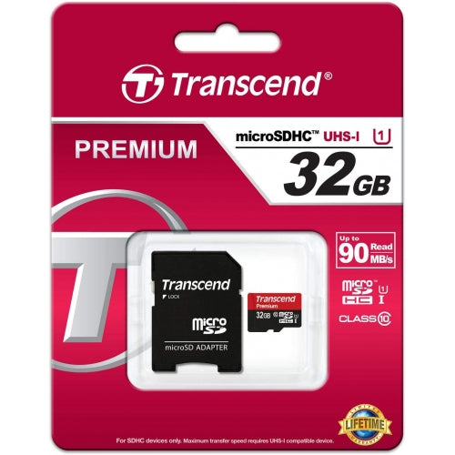 32GB Memory Card, MicroSDHC Class 10 MicroSD High Speed Transcend - NWV23