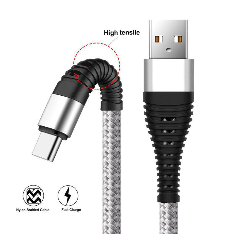 6ft and 10ft Long USB-C Cables, Braided Data Sync Power Wire TYPE-C Cord Fast Charge - NWY70