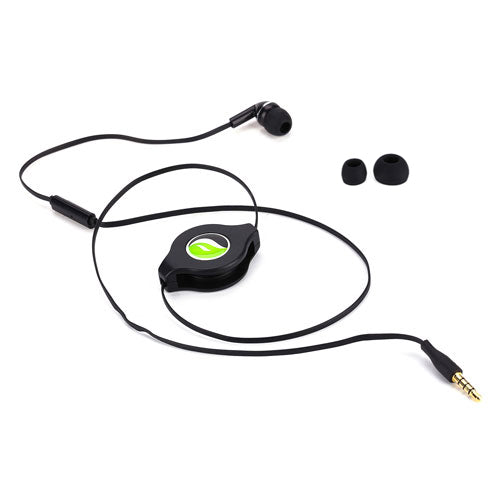 Retractable Mono Earphone, Earbud Handsfree Headset 3.5mm w Mic Headphone - NWF75