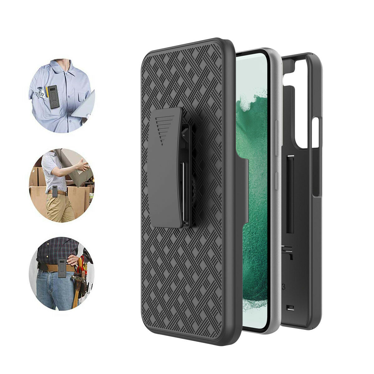 Belt Clip Case and 3 Pack Privacy Screen Protector , Anti-Spy Anti-Peep Kickstand Cover TPU Film Swivel Holster - NWA86+3Z22