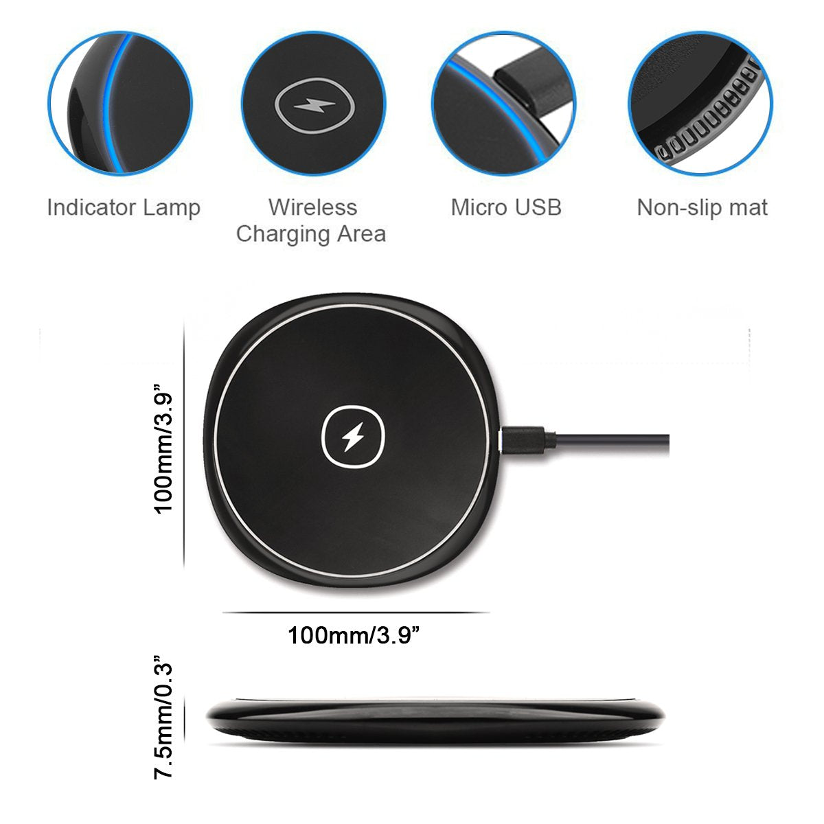 Wireless Charger, Slim Charging Pad 7.5W and 10W Fast - NWR86