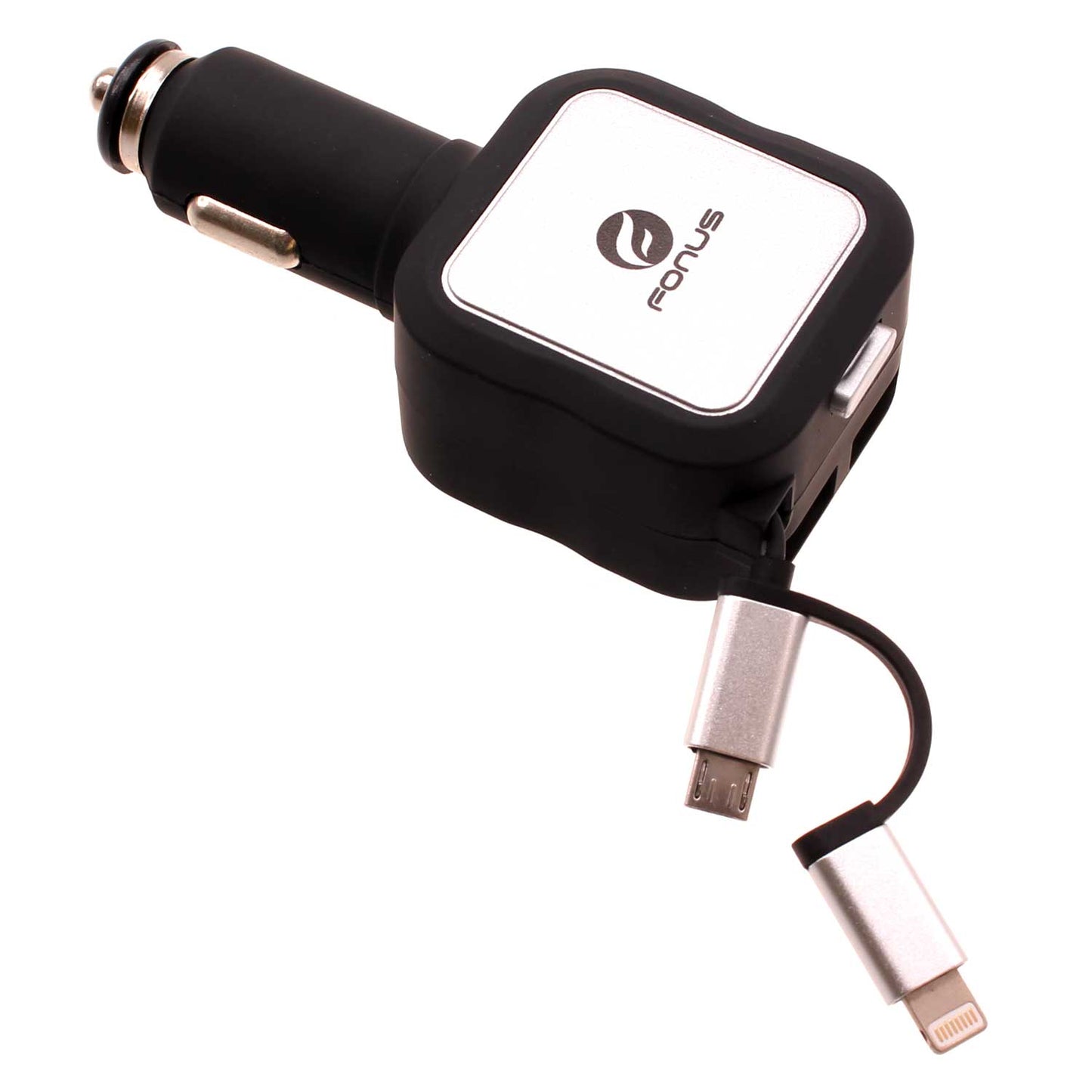 Car Charger, DC Socket 2-in-1 2-Port USB 4.8Amp Retractable - NWC82