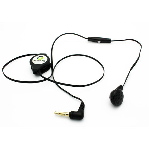 Retractable Mono Earphone, Earbud Handsfree Headset 3.5mm w Mic Headphone - NWJ80