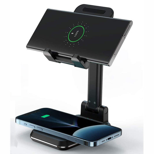 Dual 10W Wireless Charger, Charging Pad 2-Coils Stand Foldable Fast - NWJ96