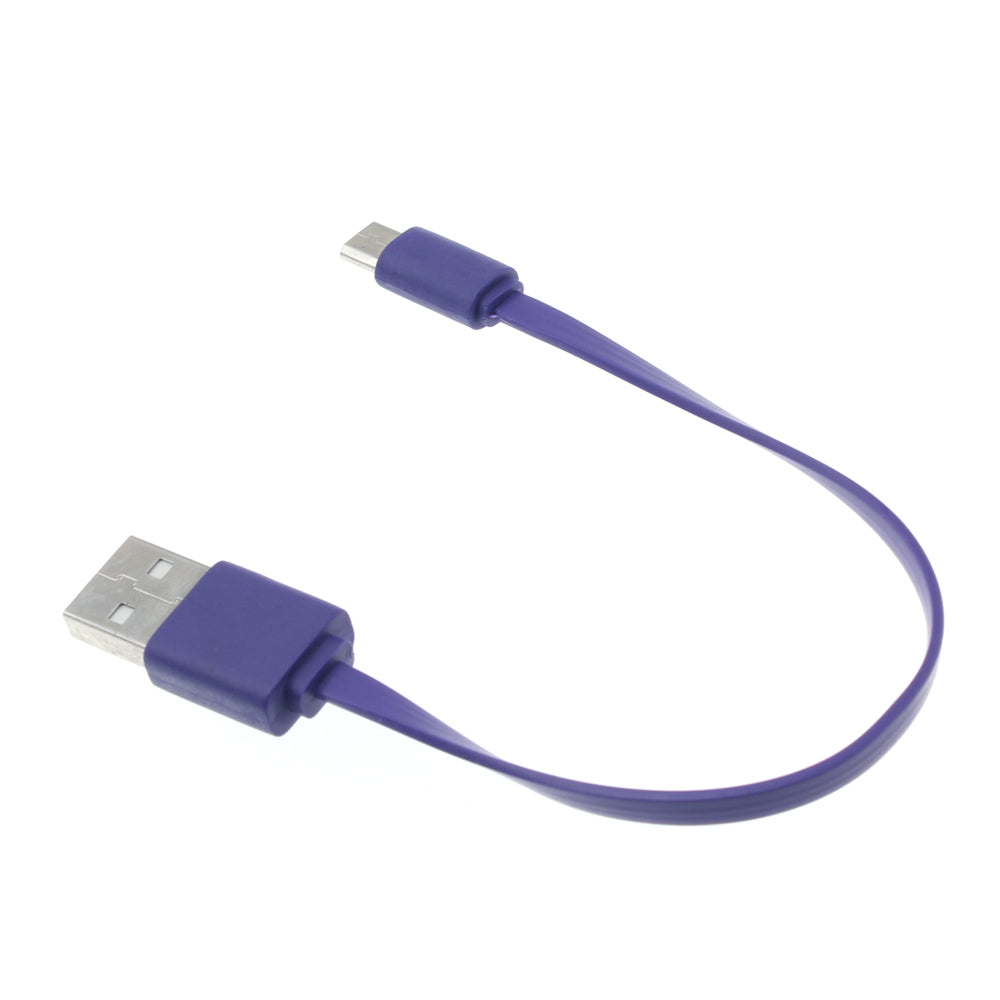 Short USB Cable, Power Cord Charger Purple MicroUSB - NWB04