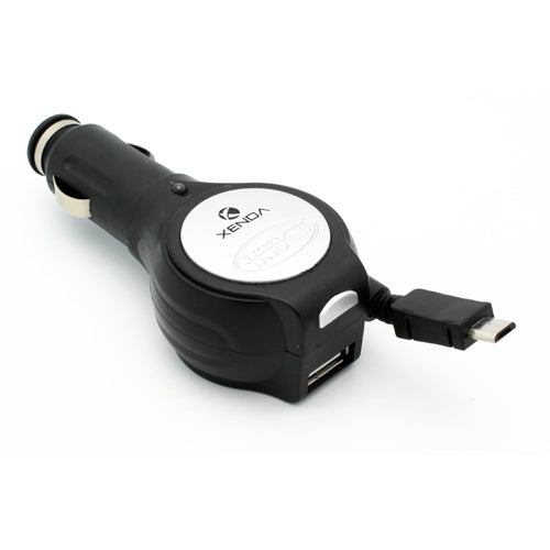 Car Charger, Power DC Socket Micro-USB USB Port Retractable - NWU76