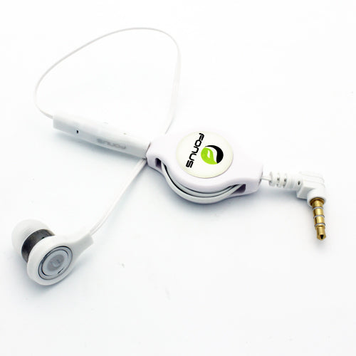 Retractable Mono Earphone, Earbud Handsfree Headset 3.5mm w Mic Headphone - NWM83