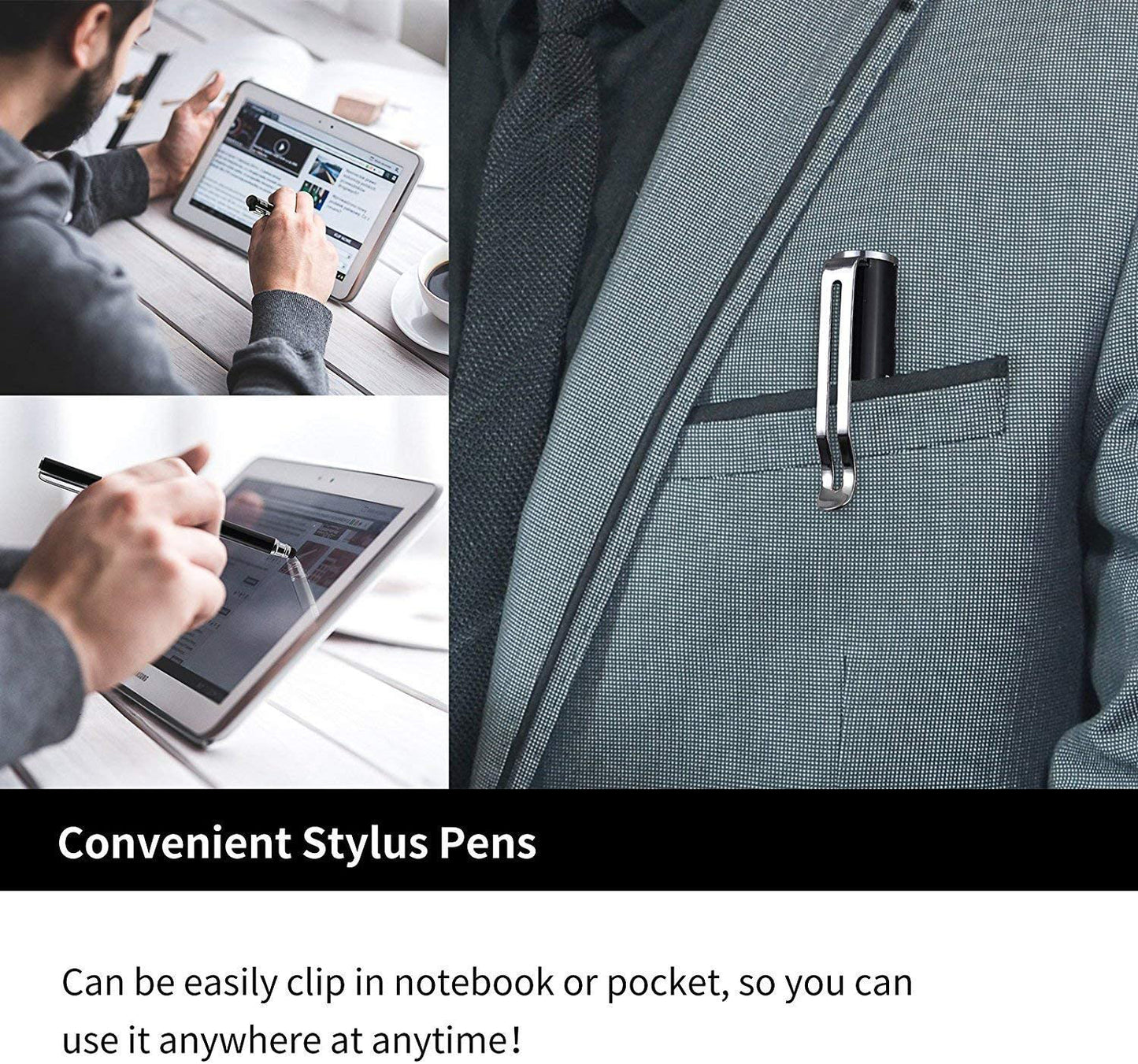 Stylus, Black Lightweight Aluminum Fiber Tip Touch Screen Pen - NWZ49