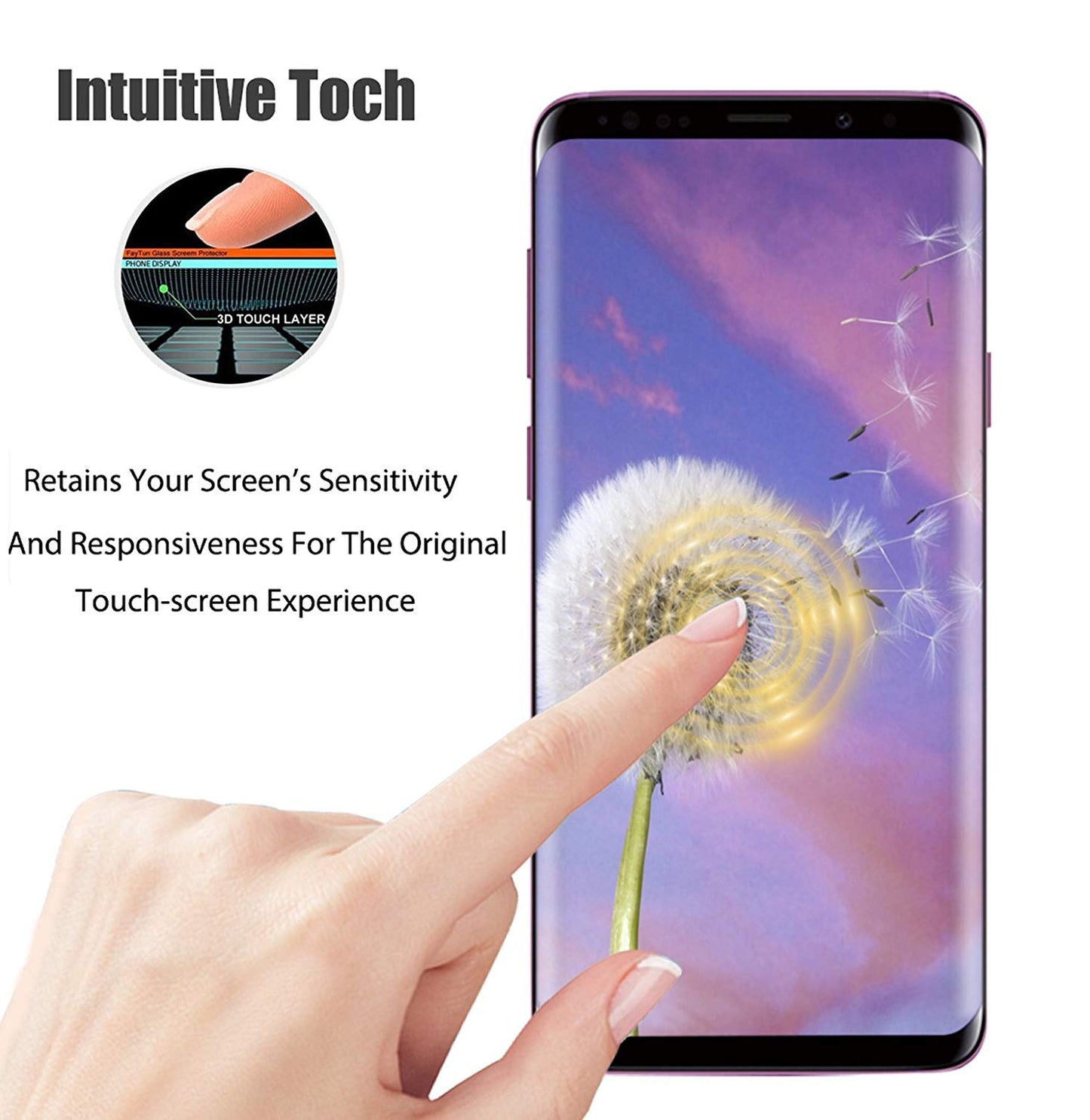 Screen Protector, Bubble Free Full Cover Curved Edge 5D Touch Tempered Glass - NWR58