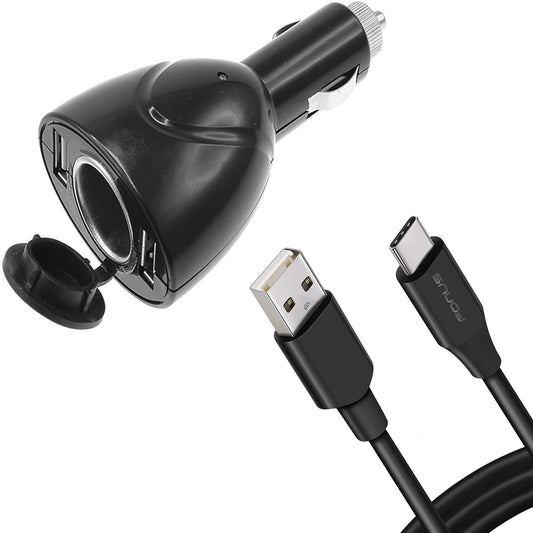 2-Port USB Charger, USB-C Wire Splitter DC Socket Power Cord 6ft Type-C Cable - NWA87 1553-1