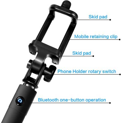 Selfie Stick, Self-Portrait Built-in Remote Shutter Monopod Wireless - NWC21