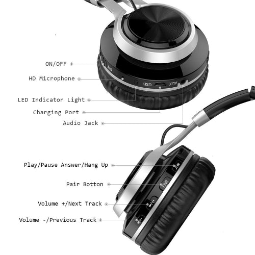 Wireless Headphones, Earphones Hands-free w Mic Headset Foldable - NWL83