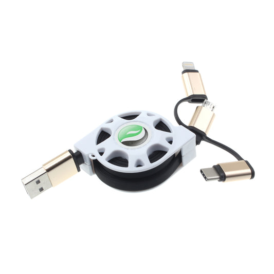 USB Cable, 3-in-1 Cord Power Charger Retractable - NWE62