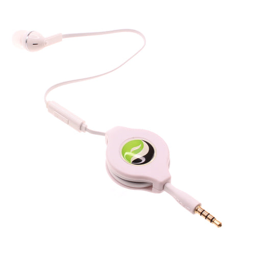 Retractable Mono Earphone, Earbud Handsfree Headset 3.5mm w Mic Headphone - NWS09