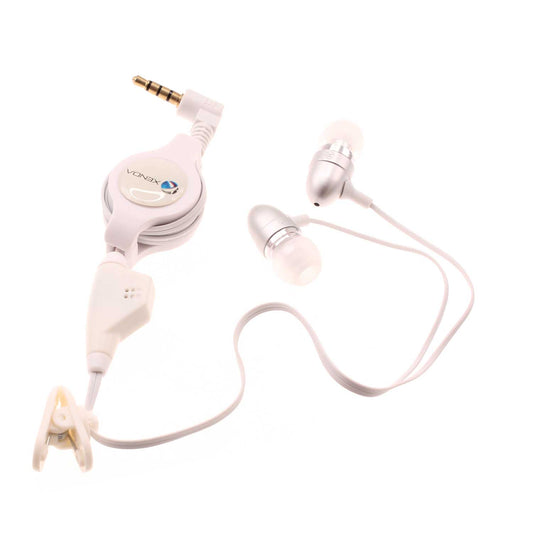 Retractable Earphones, 3.5mm Headset Handsfree Mic Headphones Wired - NWB74