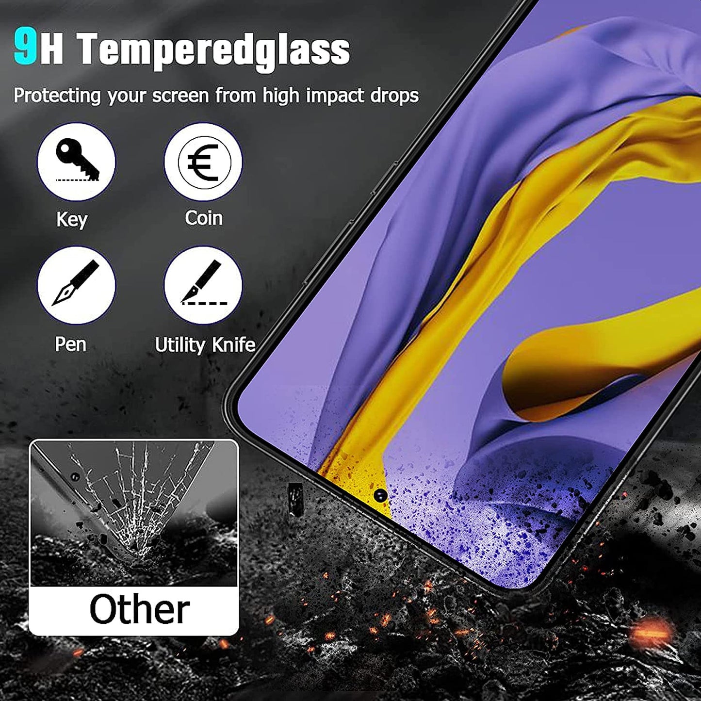 Screen Protector, Case Friendly 9H Hardness (Fingerprint Unlock) Full Cover Tempered Glass - NWY96