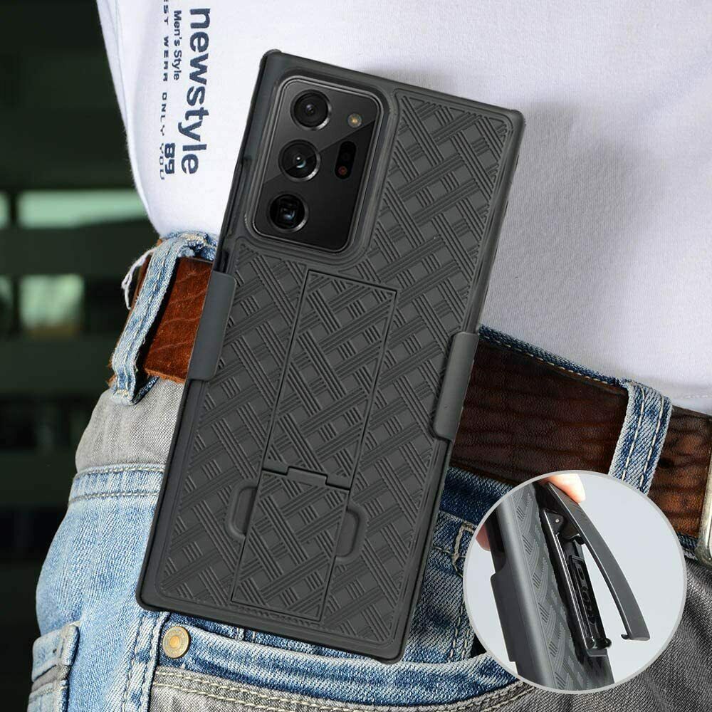 Belt Clip Case and 3 Pack Privacy Screen Protector, Anti-Spy Anti-Peep Kickstand Cover TPU Film Swivel Holster - NWZ53+3Z23