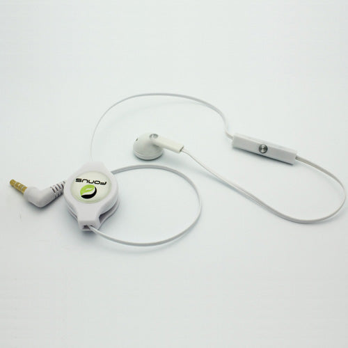 Retractable Mono Earphone, Earbud Handsfree Headset 3.5mm w Mic Headphone - NWJ79