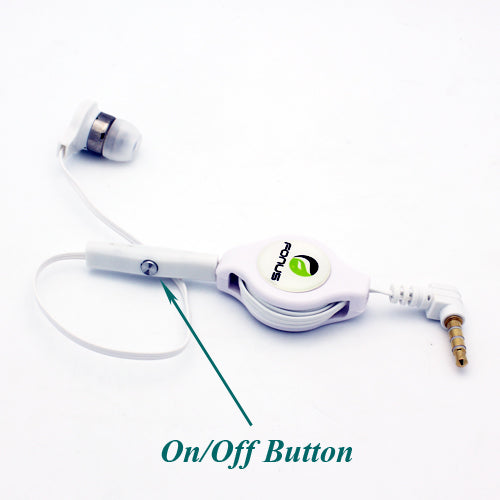 Retractable Mono Earphone, Earbud Handsfree Headset 3.5mm w Mic Headphone - NWM83