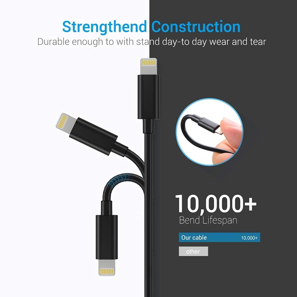 6ft and 10ft Long USB Cables, Data Sync Wire Power Cord Fast Charge - NWY60