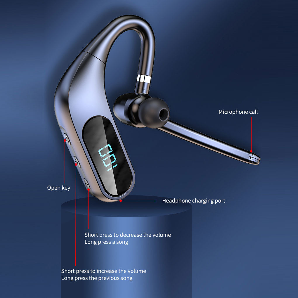 Wireless Earphone, Headset Single Handsfree Headphone Boom Mic Ear-hook - NWY47