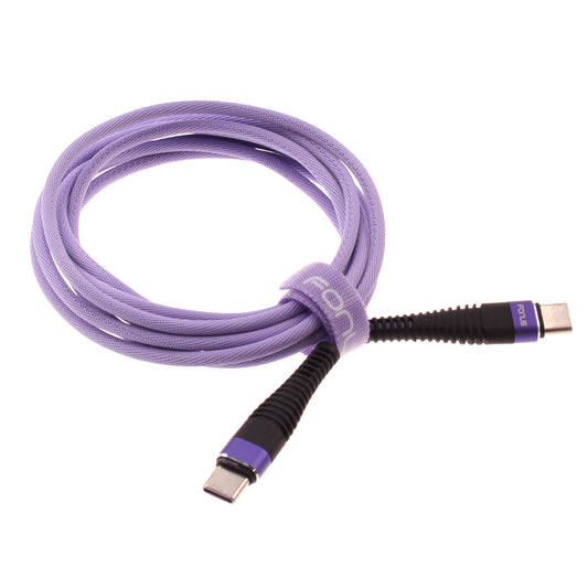 Purple 6ft PD Cable, Sync Wire Power Long Charger Cord Type-C to USB-C - NWA94