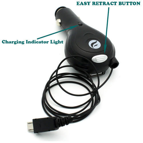 Car Charger, DC Socket Micro-USB USB Port 3.1A Retractable - NWC01