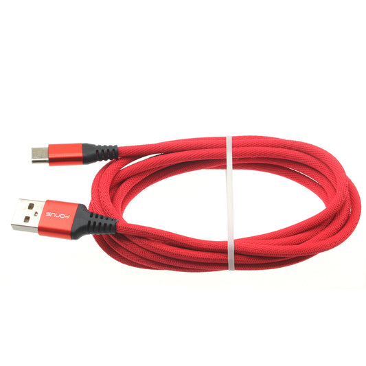 Red 10ft USB-C Cable, Long Wire Power Charger Cord Type-C - NWA80