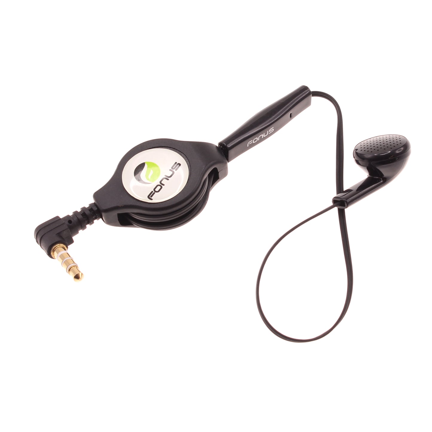 Retractable Mono Earphone, Earbud Handsfree Headset 3.5mm w Mic Headphone - NWJ80