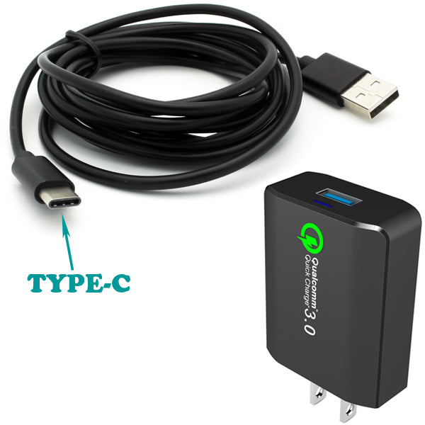 Home Charger, Travel Quick Charge Type-C 6ft USB Cable 18W Fast - NWK51