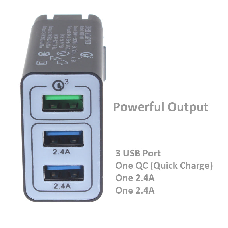 Home Charger, Travel One Fast Port 3-Port USB 6.8Amp 34W - NWA61