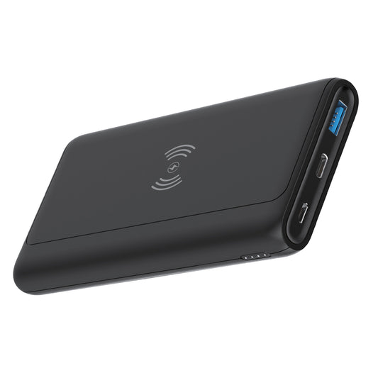 10000mAh Power Bank, 2-Port USB Slim Portable Charger Backup Battery Wireless Charging - NWC36