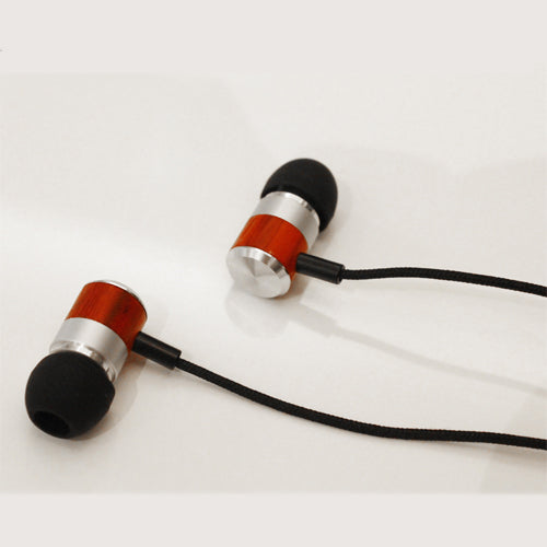 Wired Earphones, Wooden Earbuds Headset Handsfree Mic Headphones Hi-Fi Sound - NWF98