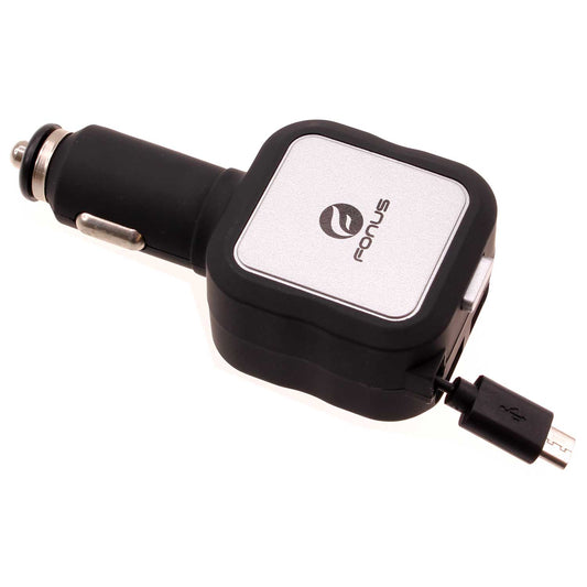 Car Charger, DC Socket Micro-USB 2-Port USB 4.8Amp Retractable - NWM89