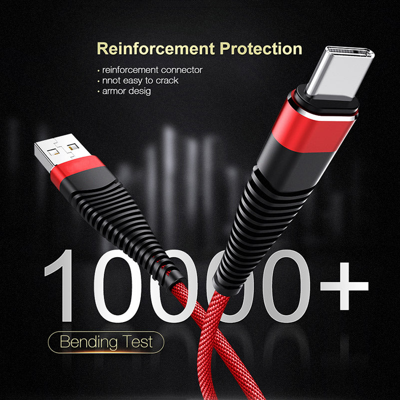 6ft and 10ft Long USB-C Cables, Red Braided Data Sync Power Wire TYPE-C Cord Fast Charge - NWY76