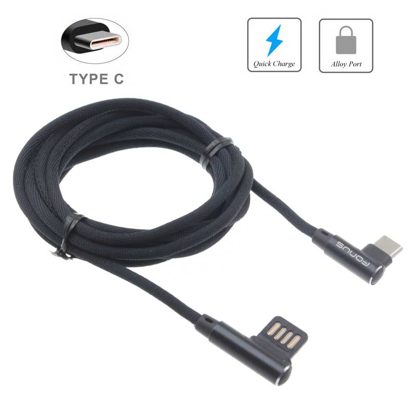 6ft and 10ft Long USB-C Cable, 90 Degree Power Wire Type-C Fast Charge Angle Cord for Gaming - NWY77